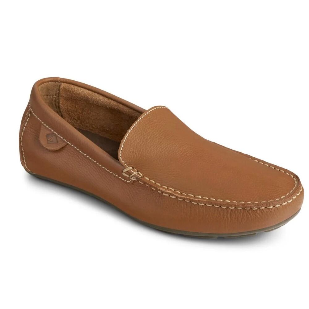 SPERRY Mens Wave Venetian Driver Loafers Size 10 M Tan Brown Leather NWOB